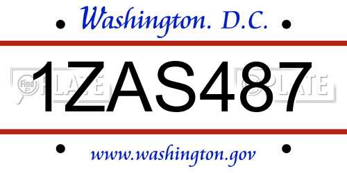 1ZAS487 District Of Columbia License Plate