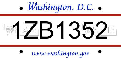 1ZB1352 District Of Columbia License Plate