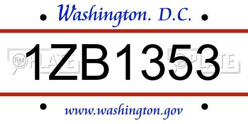 1ZB1353 District Of Columbia License Plate