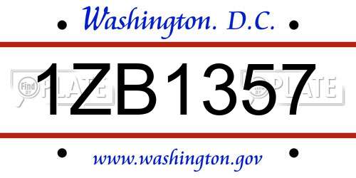 1ZB1357 District Of Columbia License Plate