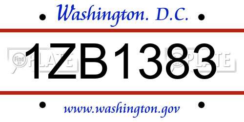 1ZB1383 District Of Columbia License Plate