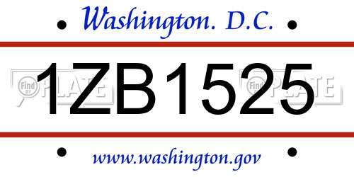 1ZB1525 District Of Columbia License Plate
