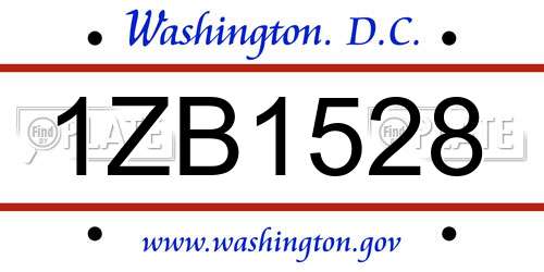 1ZB1528 District Of Columbia License Plate