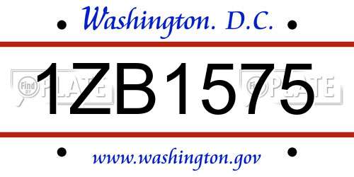 1ZB1575 District Of Columbia License Plate