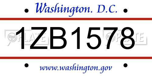1ZB1578 District Of Columbia License Plate