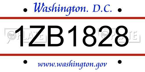 1ZB1828 District Of Columbia License Plate