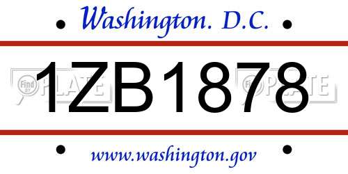 1ZB1878 District Of Columbia License Plate