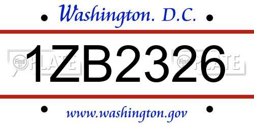 1ZB2326 District Of Columbia License Plate