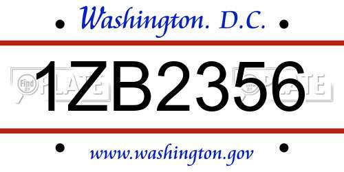 1ZB2356 District Of Columbia License Plate