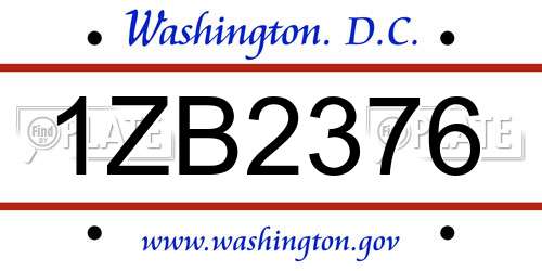 1ZB2376 District Of Columbia License Plate