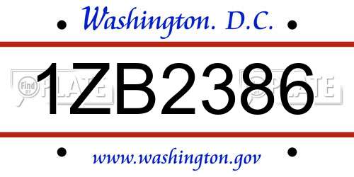 1ZB2386 District Of Columbia License Plate