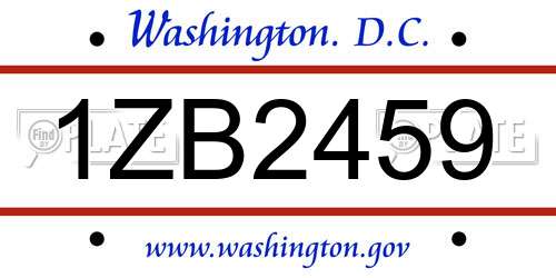 1ZB2459 District Of Columbia License Plate