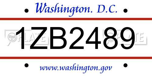 1ZB2489 District Of Columbia License Plate