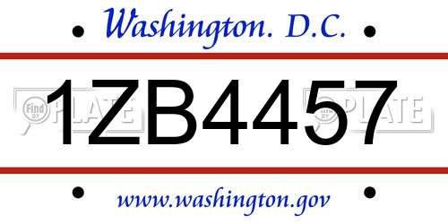 1ZB4457 District Of Columbia License Plate