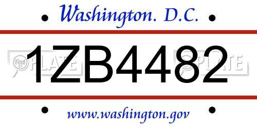 1ZB4482 District Of Columbia License Plate