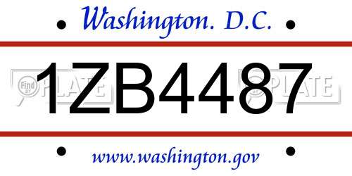 1ZB4487 District Of Columbia License Plate