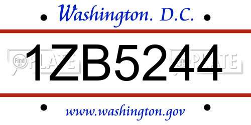 1ZB5244 District Of Columbia License Plate