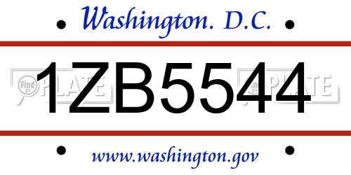 1ZB5544 District Of Columbia License Plate