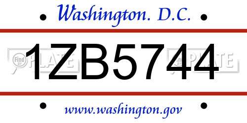 1ZB5744 District Of Columbia License Plate