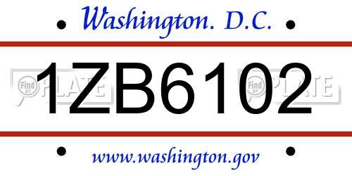 1ZB6102 District Of Columbia License Plate