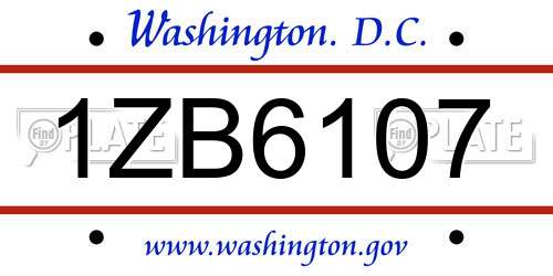 1ZB6107 District Of Columbia License Plate