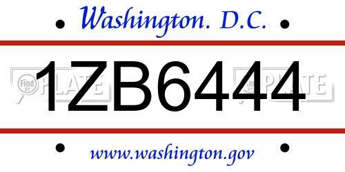 1ZB6444 District Of Columbia License Plate