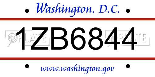 1ZB6844 District Of Columbia License Plate