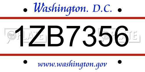 1ZB7356 District Of Columbia License Plate