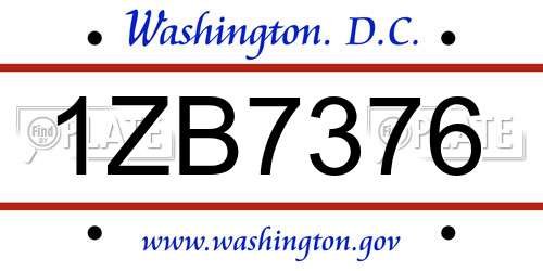 1ZB7376 District Of Columbia License Plate