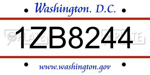 1ZB8244 District Of Columbia License Plate