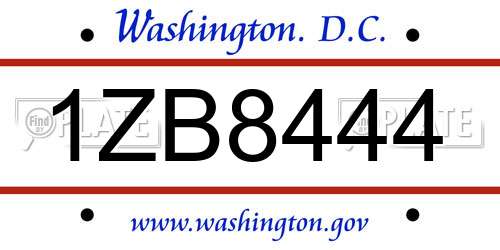 1ZB8444 District Of Columbia License Plate