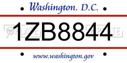 1ZB8844 District Of Columbia License Plate