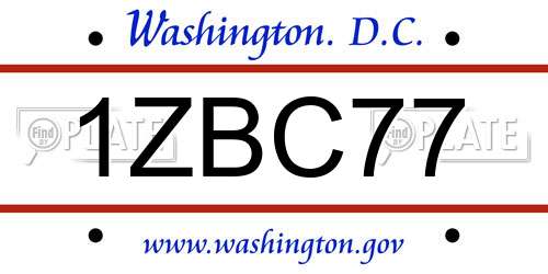 1ZBC77 District Of Columbia License Plate