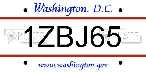 1ZBJ65 District Of Columbia License Plate