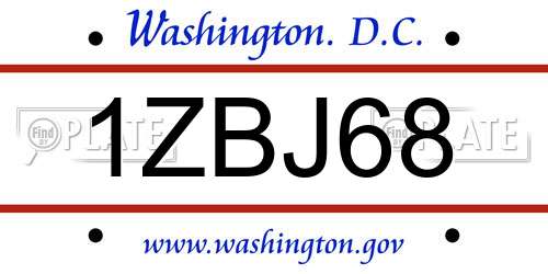 1ZBJ68 District Of Columbia License Plate