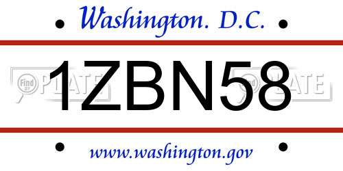 1ZBN58 District Of Columbia License Plate