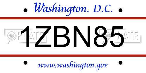 1ZBN85 District Of Columbia License Plate