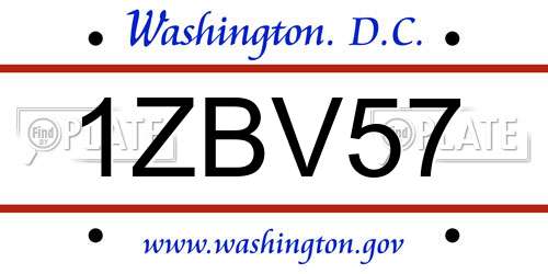 1ZBV57 District Of Columbia License Plate
