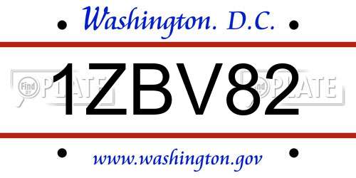 1ZBV82 District Of Columbia License Plate