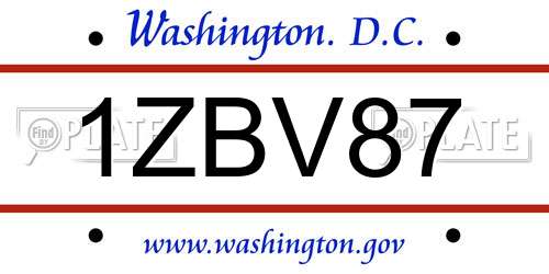 1ZBV87 District Of Columbia License Plate