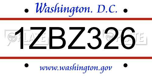 1ZBZ326 District Of Columbia License Plate