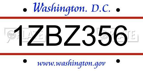 1ZBZ356 District Of Columbia License Plate