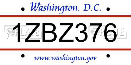 1ZBZ376 District Of Columbia License Plate