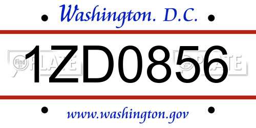 1ZD0856 District Of Columbia License Plate