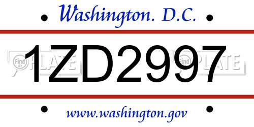 1ZD2997 District Of Columbia License Plate