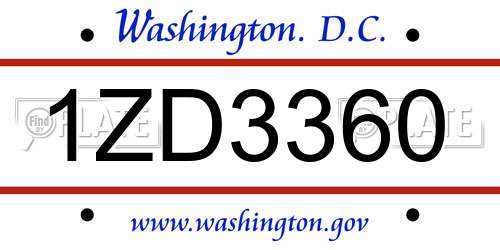 1ZD3360 District Of Columbia License Plate