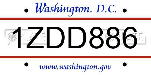1ZDD886 District Of Columbia License Plate