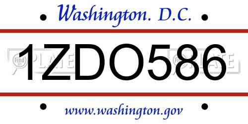 1ZDO586 District Of Columbia License Plate