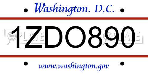 1ZDO890 District Of Columbia License Plate