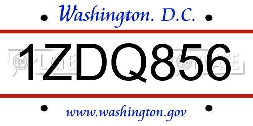 1ZDQ856 District Of Columbia License Plate